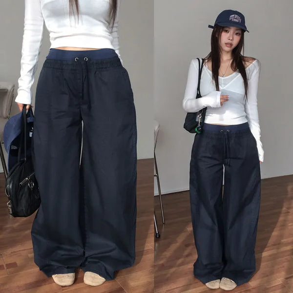 Melimi Layered Elastic Wide Pants