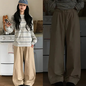 Candy Bar Cotton Elastic Waist Wide Pants