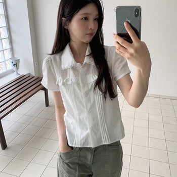 Oracle Pintuck Short Sleeve Blouse