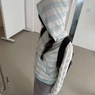Minky Striped Knit Zip-Up Hoodie