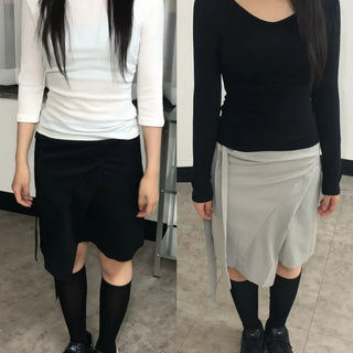Collared Midi Wrap Skirt