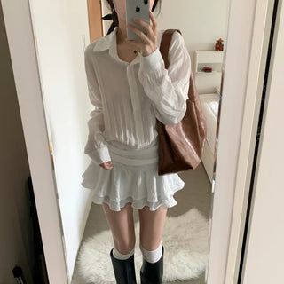 [Date Look] Shoulder Layered Shirt Dress