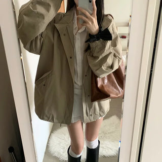 [New Spring Arrival / High-Quality Field Jacket] Heidi High-Neck Oversized Field Jacket