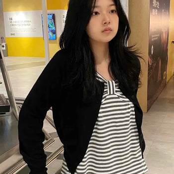 Regular Fit Plain Round Neck Long Sleeve Short Cardigan