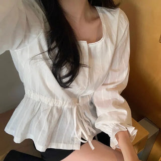 Julid Lace String Pintuck Blouse
