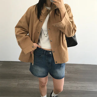 Holland Contrast Collar Oversized Cotton Field Jacket