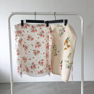 Floral Embroidered Layered Midi Skirt with Fully Lined Waist Drawstring, Date & Travel Look
