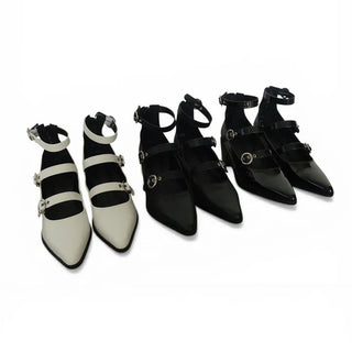 Noir Triple Strap Mary Jane Heels