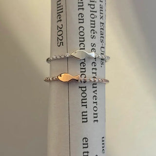Slim Cubic Fish Line Silver Ring