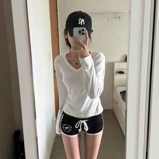 [Arm Fat Lift/Slim Waist~] Modal Basic Delicate Fit V-Neck Long Sleeve Inner Top