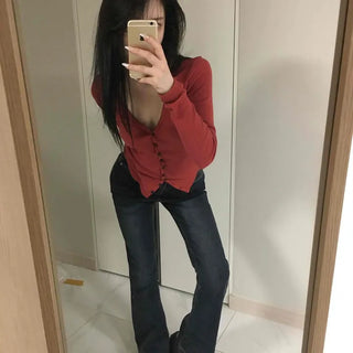 Low-rise Leather Print Bootcut Jeans