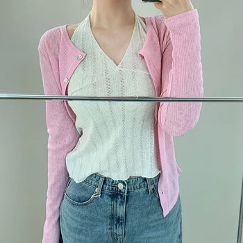 Tashyu Punched Halter Sleeveless Layering/ Halter Neck Sleeveless/Layered Sleeveless/Resort Look/Knot Sleeveless/Cut-out Sleeveless/Vacation
