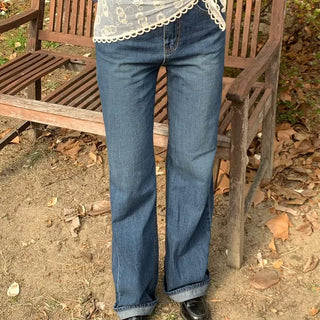 Straight-fit daily denim pants