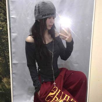 Lettering Straight Jogger Training Pants