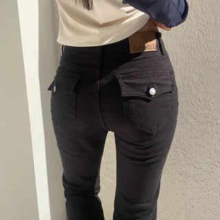 Near Back Pocket Cotton Bootcut Pants