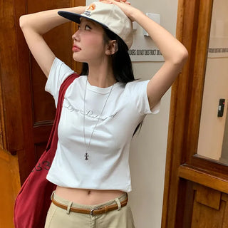 Less Cotton Lettering Short Sleeve T-shirt