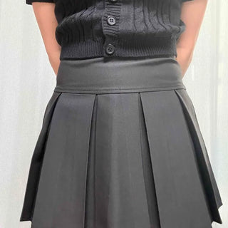 High-Waisted Pleated A-Line Tennis Mini Skirt