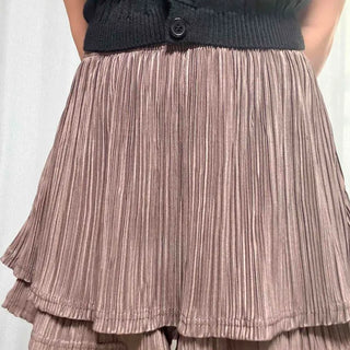 Tiered Pleated A-Line Mini Skirt