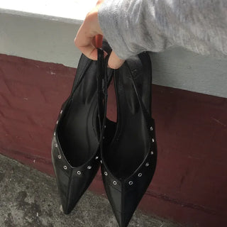 Eyelet stiletto slingback