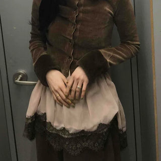 Fur Collar Mandarin Button Short Cardigan