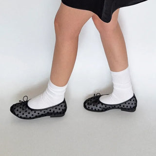 French dot ribbon flat shoes