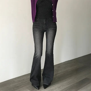 Falling Low-Waist Washed Bootcut Denim