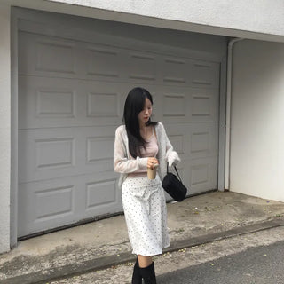 *Dots 🫧* Dot back elastic midi skirt