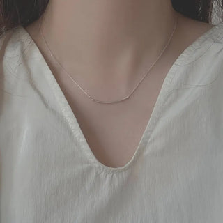 Curved Pipe Chain Layered Silver Necklace