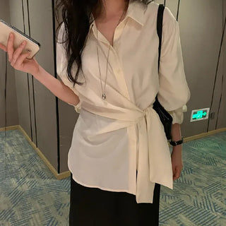 Butter Strap Shirt Blouse Plus Size Delicate Fit Long Sleeve Blouse Loose Fit Wedding Guest Look Work Look Spring Blouse