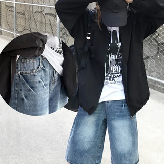 Unisex Spear Vintage Pleated Wash Bermuda Pants