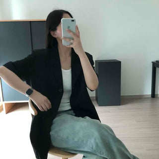 Oversized Plain Open-Sleeve Daily Jacket
