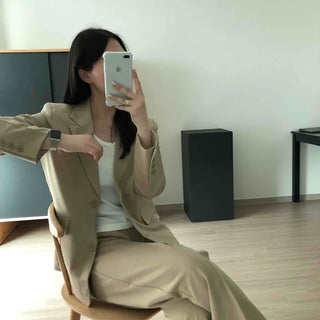 Oversized Plain Flap Pocket Single Button Long Sleeve Jacket