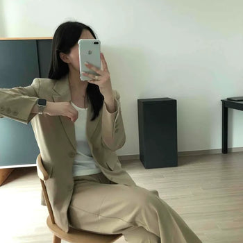 Oversized Plain Flap Pocket Single Button Long Sleeve Jacket