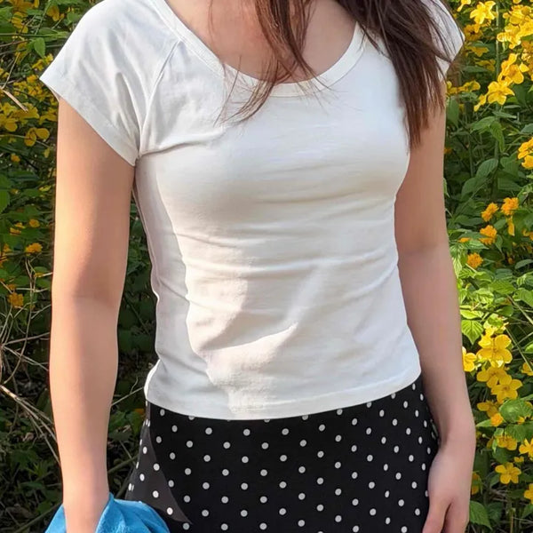 Slim Fit Short Length Plain Round Neck Short Sleeve T-shirt
