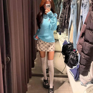 Plain Loose Fit Round Neck Short Length Long Sleeve