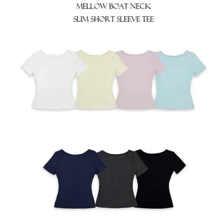 Mellow Boat Neck Slim Short Sleeve Tee