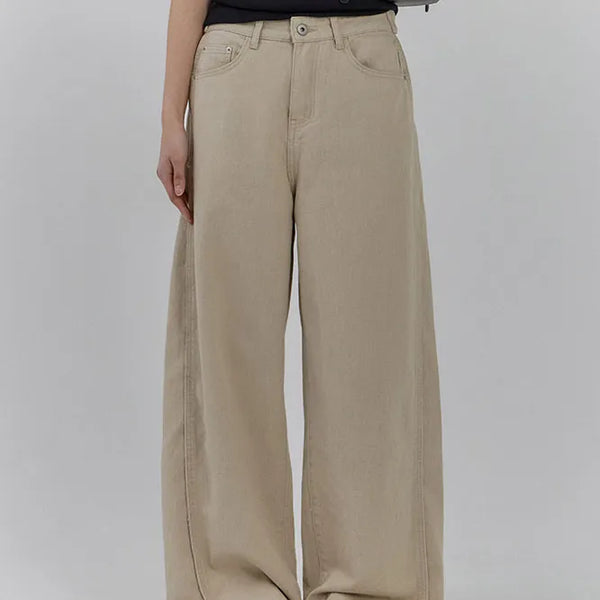 Word Cut Snap Two-Way Button Pants S-2XL Side Pintuck Pants