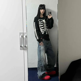 Loose-fit Washed Wide Daily Long Pants