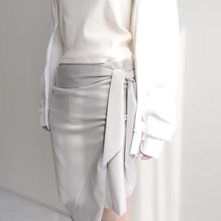 bow midi wrap skirt
