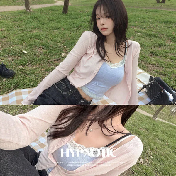 [MADE: In-house Production] Double V-neck Crop Cardigan [70% Tencel]