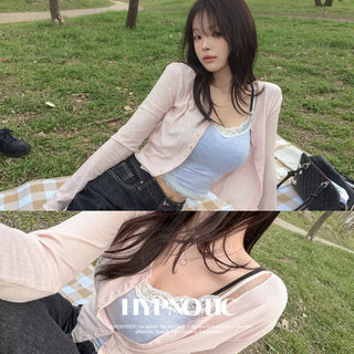 [MADE: In-house Production] Double V-neck Crop Cardigan [70% Tencel]