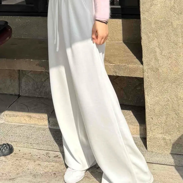 String Wide Loose Fit Daily Long Pants