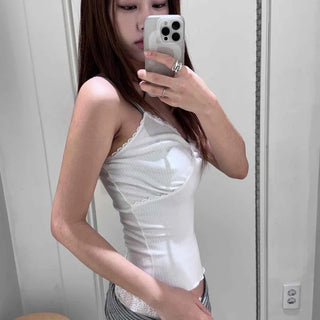 Slim Fit Plain Frill Strap Daily Sleeveless