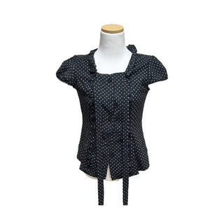 Romantic Dot Ribbon Frill Blouse - Romantic Dot Ribbon Frill Blouse Shirt