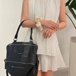 Shirred Ribbon A-Line Sleeveless Blouse