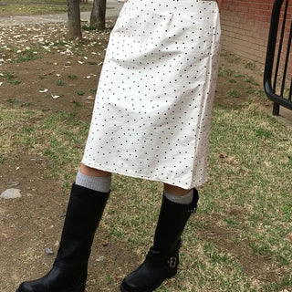 Cotton Dot Midi Skirt