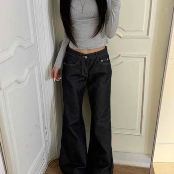 Stitch Flare Raw Denim Pants