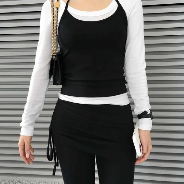 Layered Plain Slim Fit Daily Long Sleeve T-shirt