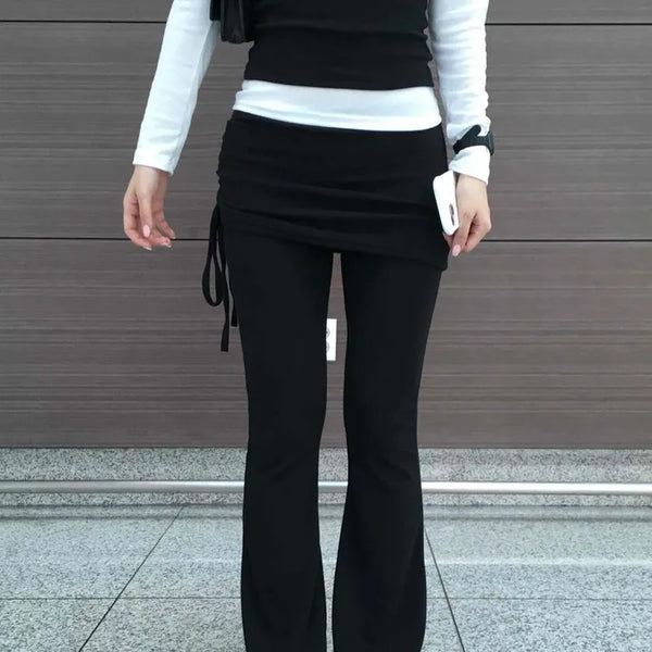 String Layered Flare Daily Long Pants