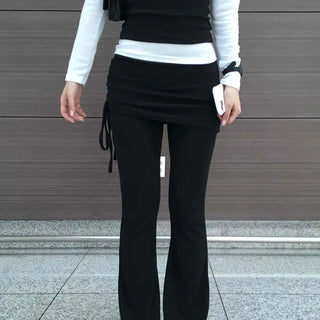 String Layered Flare Daily Long Pants